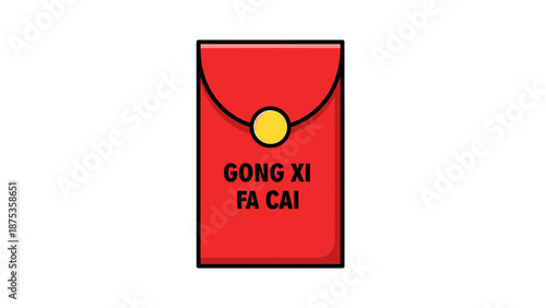 red envelope with Gong Xi Fa Cai text Chinese New Year lucky money packet.