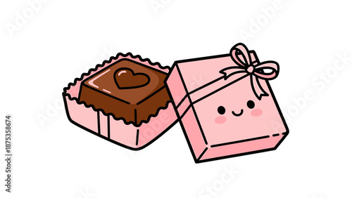 chocolate in pink gift box.