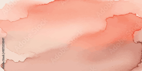 Soft Coral Peach Watercolor Texture Abstract Vector Background Artistic Wash Template