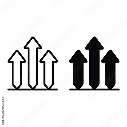 black and white upward arrow icons on a plain background
