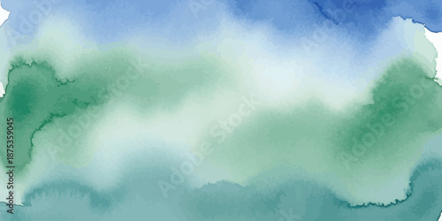Abstract watercolor background with blue and green gradient texture