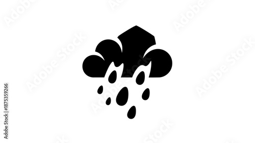 Stylized Icon of a Cloud with Raindrops Falling Down.