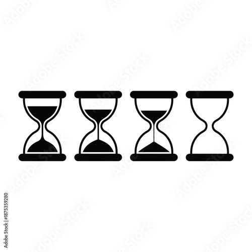 four hourglass icons in different stages of sand flow