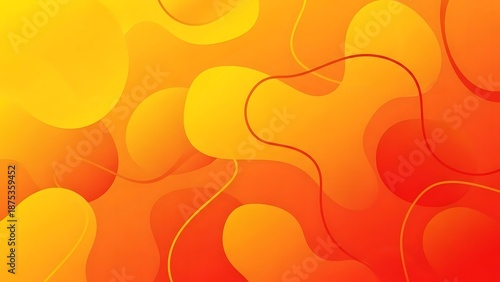 Abstract Background of Vibrant Orange and Yellow Fluid Organic Shapes