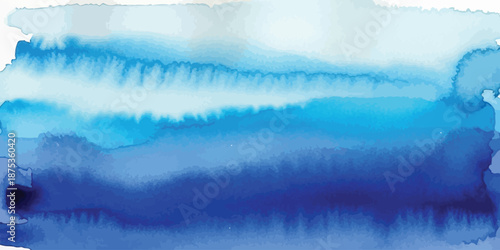 Watercolor background texture gradient in shades of blue fluid wash abstract art vector illustration