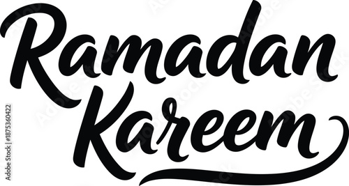 Ramadan Kareem vector calligraphy black and white greeting for Islamic holiday design