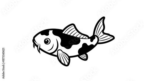 Koi fish black and white graphic.