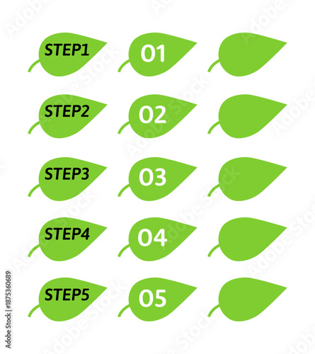 Leaf Step Infographic Elements for Process and Stages
