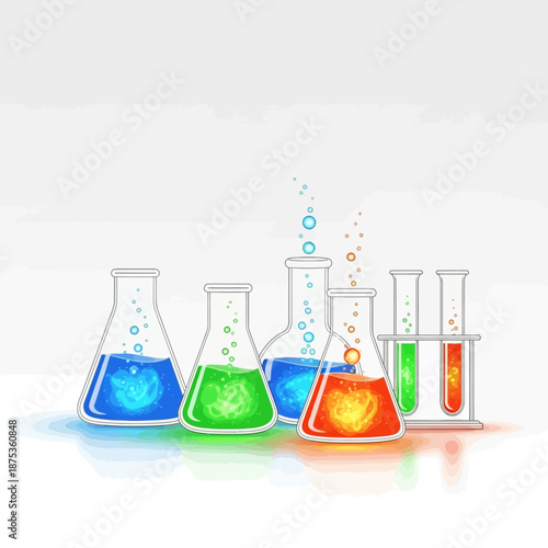 Colorful Chemical Reactions in Laboratory Glassware