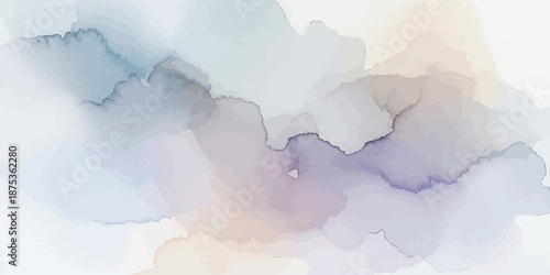 Abstract Watercolor Background Vector with Soft Pastel Dusty Blue and Lavender Ink Wash Texture