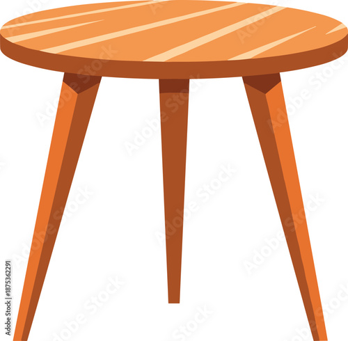 Modern round wooden side table vector illustration for interior design isolated on white background for furniture catalog and home decor styling concepts,