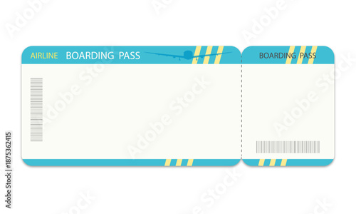 Airline ticket template on a white background.