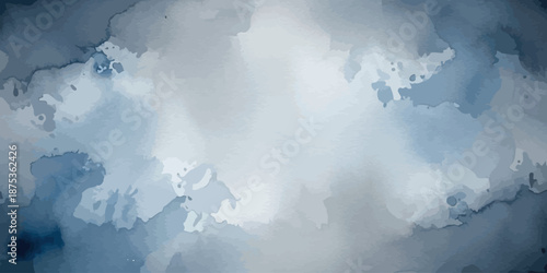Abstract watercolor background in cool blue and gray tones gradient wash texture