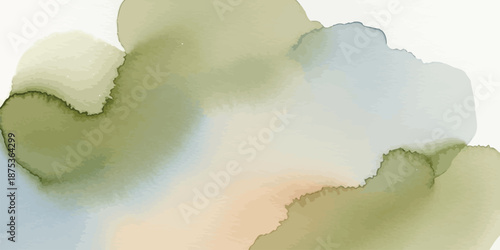 Ethereal watercolor background vector with subtle earth tones sage green and dusty blue ink wash texture