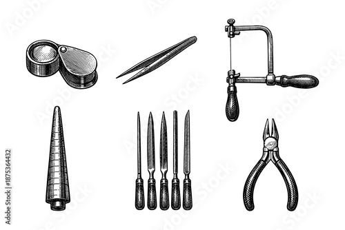 Vintage hand tools collection for crafting and jewelry making