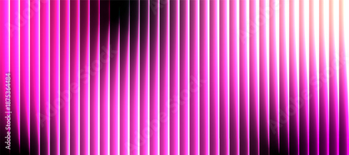 Neon Gradient Vertical Magenta Pink Glass Stripes on Black Background, Sharp Ribbed Cinematic Glow Futuristic Texture with Magenta Pink Gradient Neon Stripes