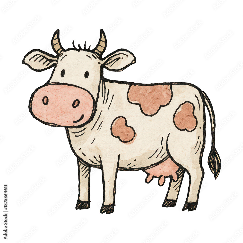 Fototapeta premium PNG Cute cartoon cow illustration.