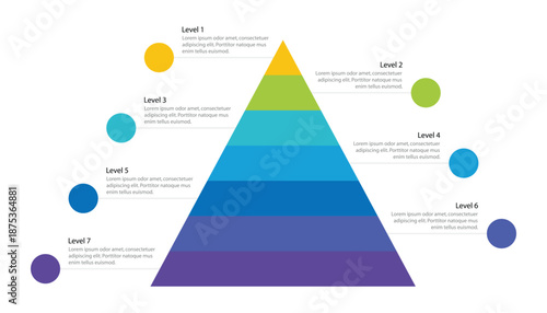 7 Levels Pyramid Infographic Template Design
