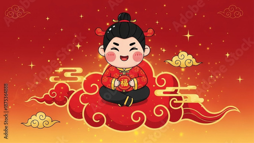 Happy Boy Blowing Party Horn with Confetti