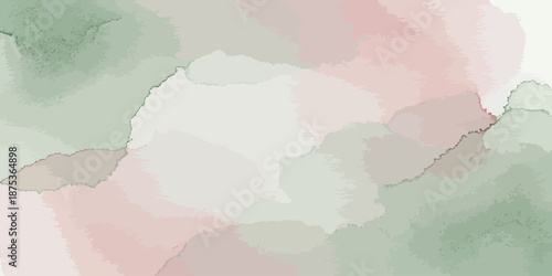 Gentle watercolor texture background in dusty rose pink and muted sage green