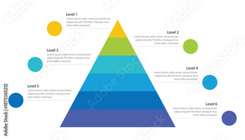 6 Levels Pyramid Infographic Template Design