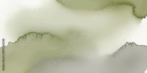 Soft Abstract Watercolor Background Vector Muted Sage Green Wash Texture