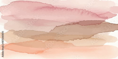Minimalist Layered Watercolor Abstract Background in Dusty Rose Nude and Warm Beige Tones