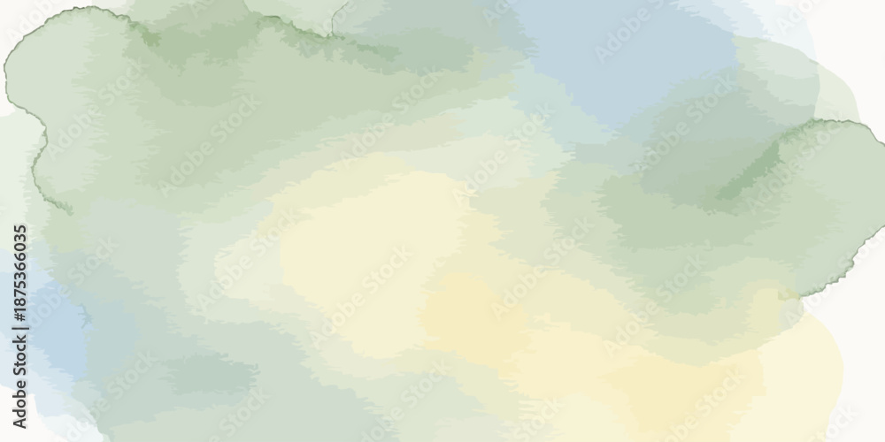 Obraz premium Soft Pastel Watercolor Background Texture Vector Wash Pale Green Cream and Blue