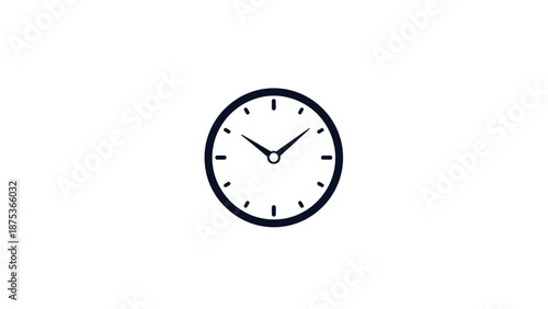Clock face with hands showing the time on white background.