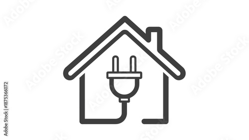 Simple black and white line art icon representing household electrical connection or power supply