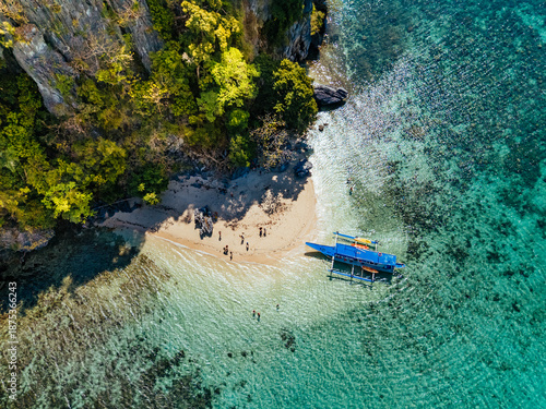 Wallpaper Mural aerial view of El Nido, Philippines, featuring emerald lagoons, limestone karst islands, and vibrant tropical waters Torontodigital.ca
