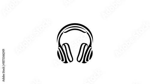 Minimalist headphones illustration on a white background for music lovers.