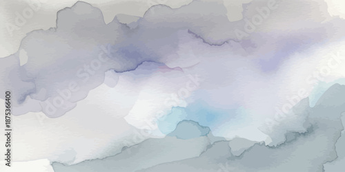 Soft Pastel Gray and Blue Watercolor Wash Abstract Vector Background