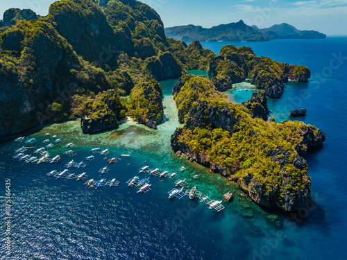 Wallpaper Mural Crystal-clear turquoise water surrounded by dramatic limestone cliffs in the Big and Small Lagoons of Palawan Torontodigital.ca
