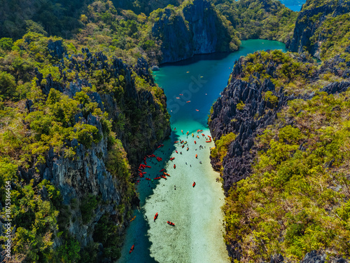 Wallpaper Mural Crystal-clear turquoise water surrounded by dramatic limestone cliffs in the Big and Small Lagoons of Palawan Torontodigital.ca
