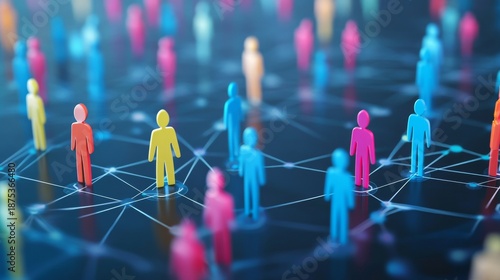 Colorful figures on a digital grid show diverse customer insights and the role of personalized marketing strategies in modern business environments