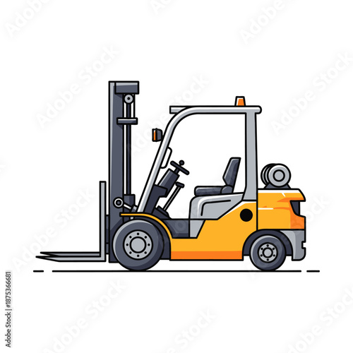 Modern Yellow Forklift Truck Icon, Industrial Vehicle Illustration