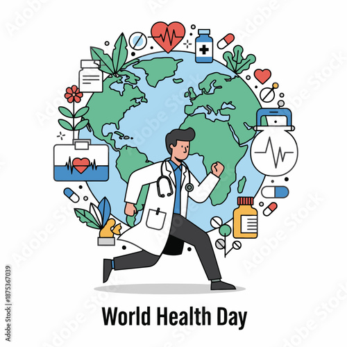 Doctor Running Around Globe