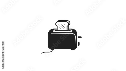 Illustration of a toaster with a slice of bread, isolated.
