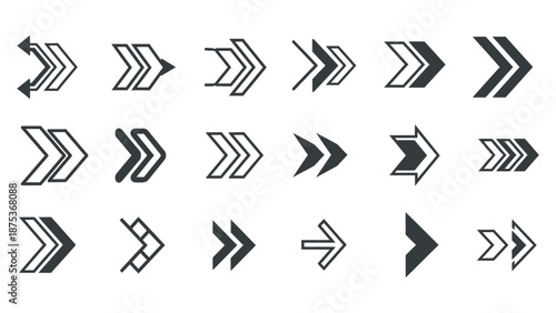 Collection of directional arrow icons in solid and outline styles for navigation concepts