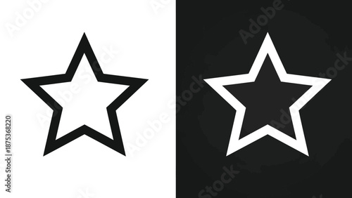 Bold black and white graphic illustration of two contrasting five-pointed stars