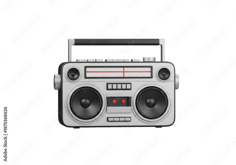 Fototapeta premium Vintage boombox on black background, nostalgic music player