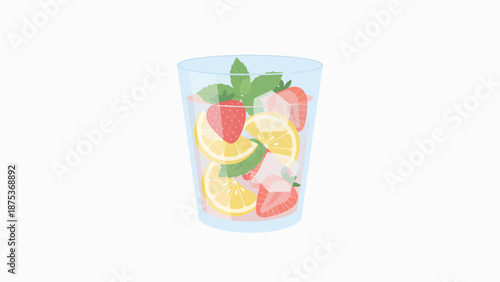 Fruit Infused Water with Lemon and Strawberry Illustration