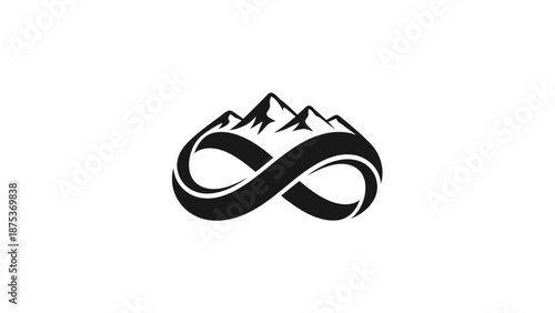 Infinity symbol combined with mountain peaks vector illustration.