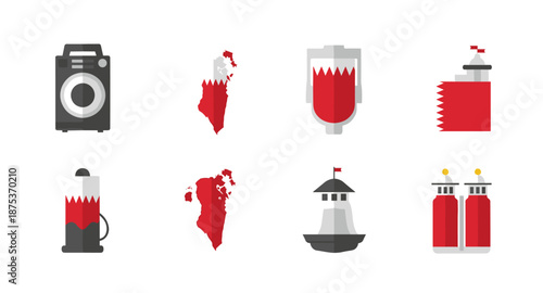 Bahrain National Symbols and Landmarks Collection Flat Icons