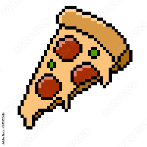 Flat Design Pixel Art Pizza Illustration