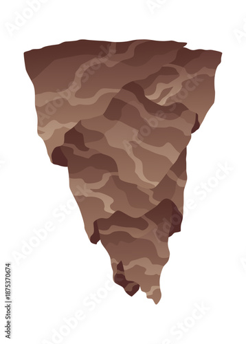 Stalactite. Icicle shaped hanging mineral formations in cave. Nature brown limestone, material stone icon. Natural growth geology formations