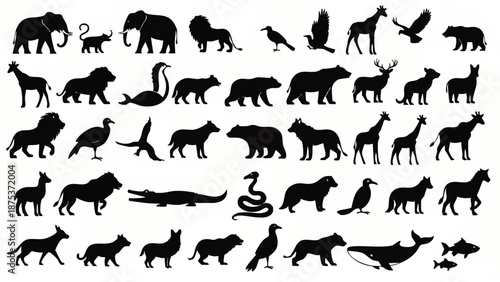 Dynamic Animal Silhouettes Double Exposure Vector Collection