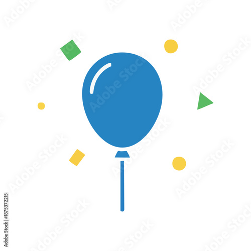 Minimal single balloon icon in solid red, clean flat vector for party and celebration use, isolated on white, simple and trace-ready.