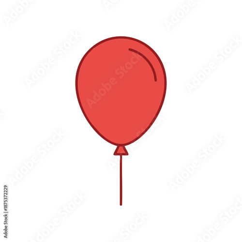 Minimal single balloon icon in solid red, clean flat vector for party and celebration use, isolated on white, simple and trace-ready.
